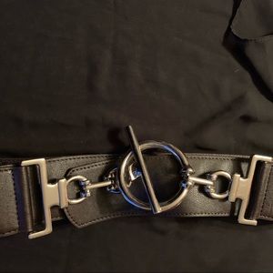 Curved Leather & Silver Buckle Belt